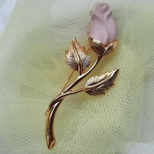 Avon pink rose brooch